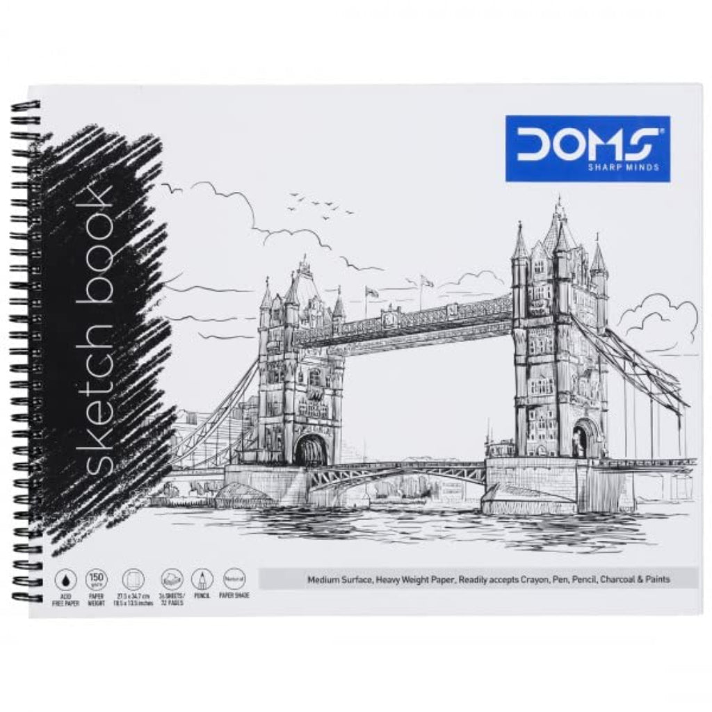 Doms 150GSM Unruled Wiro Bound Sketch Book - 72 Pages, Pack of 1