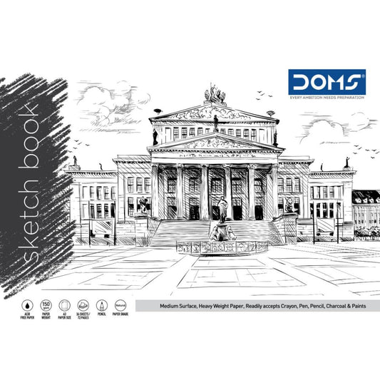 Doms 150GSM Unruled Wiro Bound Sketch Book - 72 Pages, Pack of 1