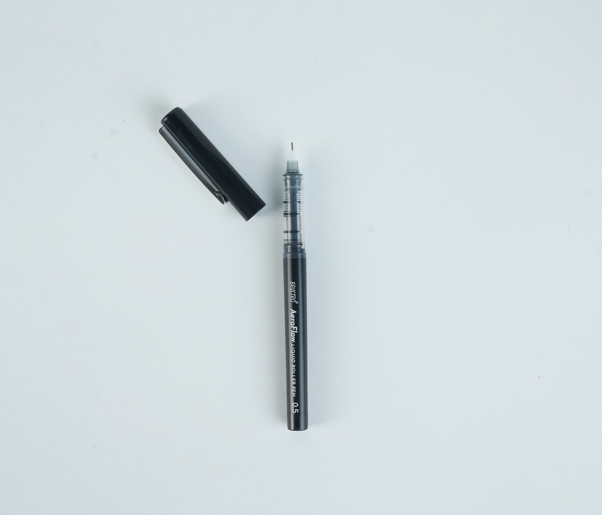 BRUSTRO AeroFlow Liquid Ink Rollerball Pens | Black | 0.5mm, Micro Tip | Pack of 3 | Ideal for Students, Professionals, Office, Exam use, Accurate Smooth Writing, Waterproof, Fade Resistant