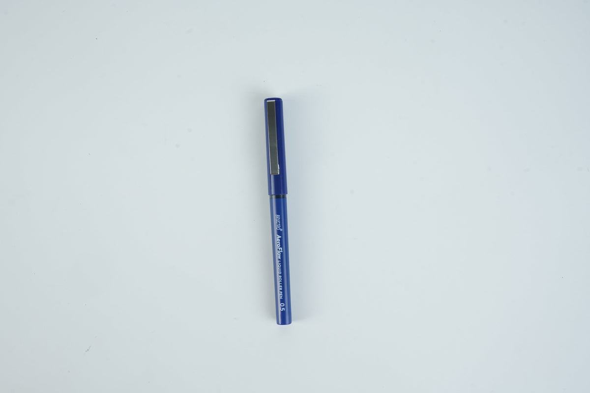 BRUSTRO AeroFlow Liquid Ink Rollerball Pens | Blue | 0.5mm, Micro Tip | Pack of 3| Ideal for Students, Professionals, Office, Exam use, Accurate Smooth Writing, Waterproof, Fade Resistant
