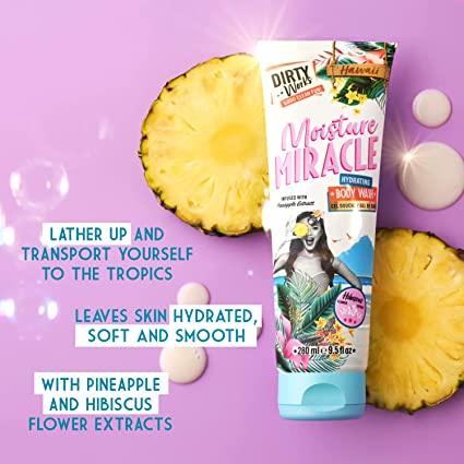 Dirty Works Sweet Sweet Scrubbin Sugar Scrub & Miracle Hawaii Hydrating Body Wash | Exfoliating Sugar Scrub & Moisturizing Body Wash for Smooth, Soft Skin with Tropical Hawaiian Scents - Combo of 2