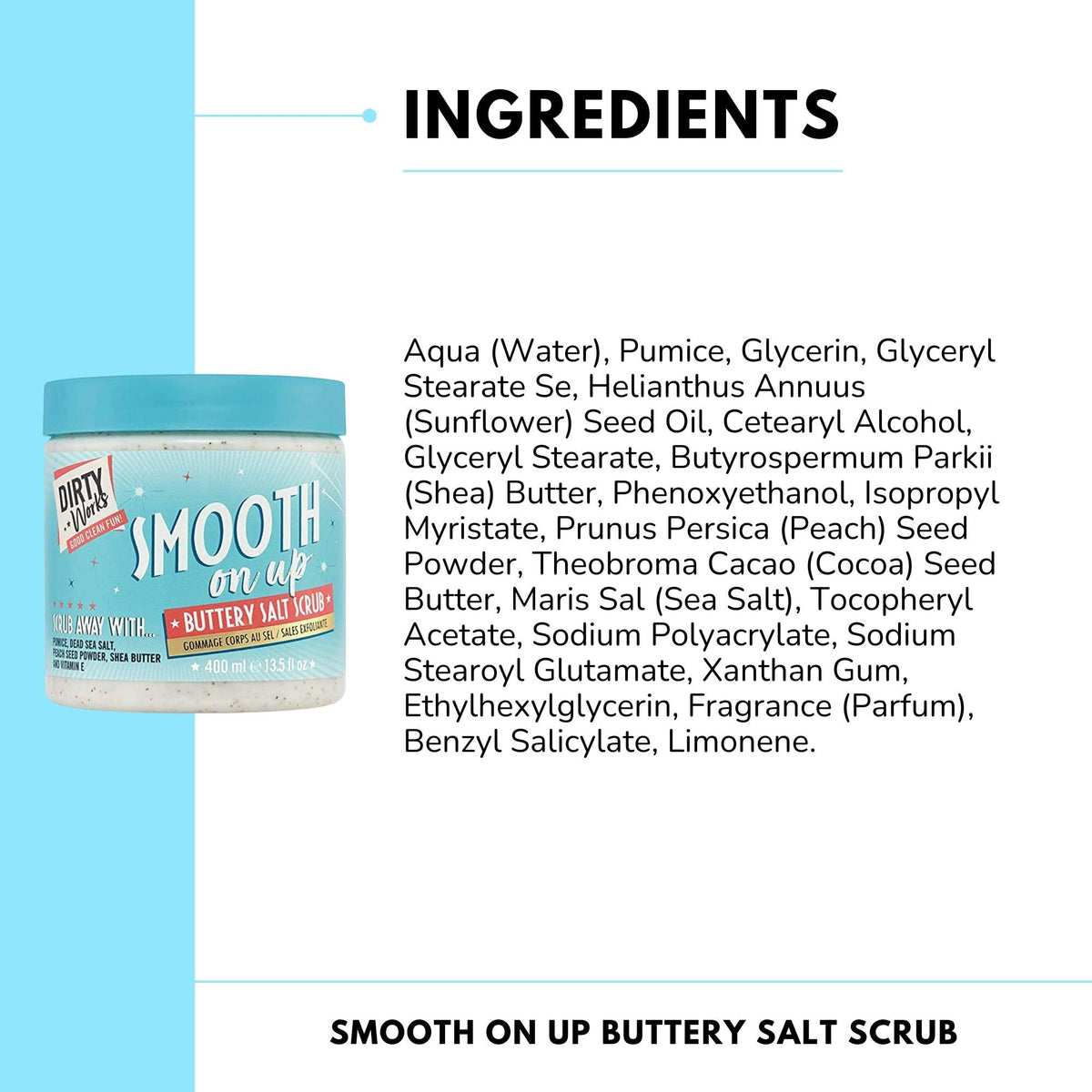 Dirty Works Smooth On Up Buttery Salt Scrub & Soak It Up Coconut Bath Soak | Exfoliationg Salt Scrub & Hydrating Coconut Bath Soak | For Smooth, Soft & Moisturized Skin - Combo of 2