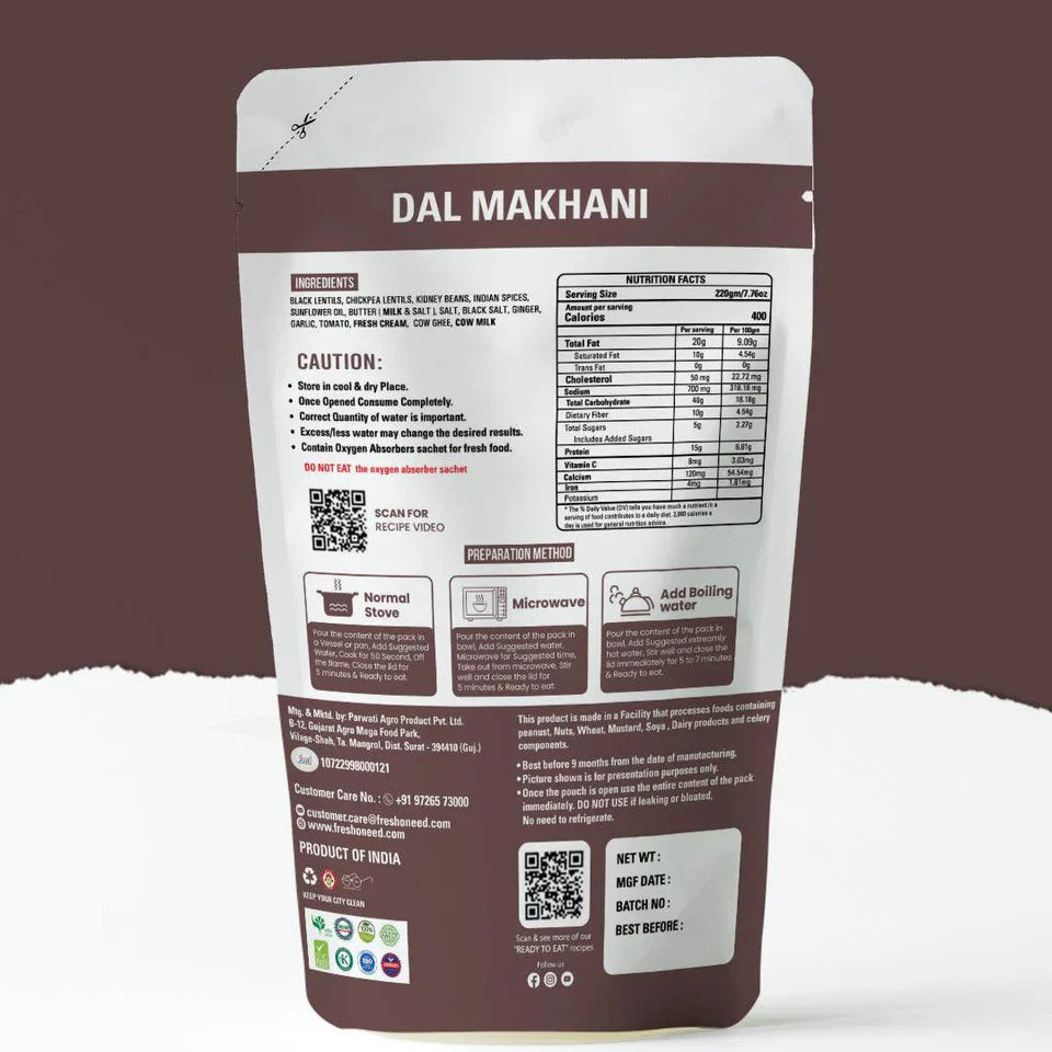 Fresh O Need Dal Makhani - Ready To Eat 220 gms