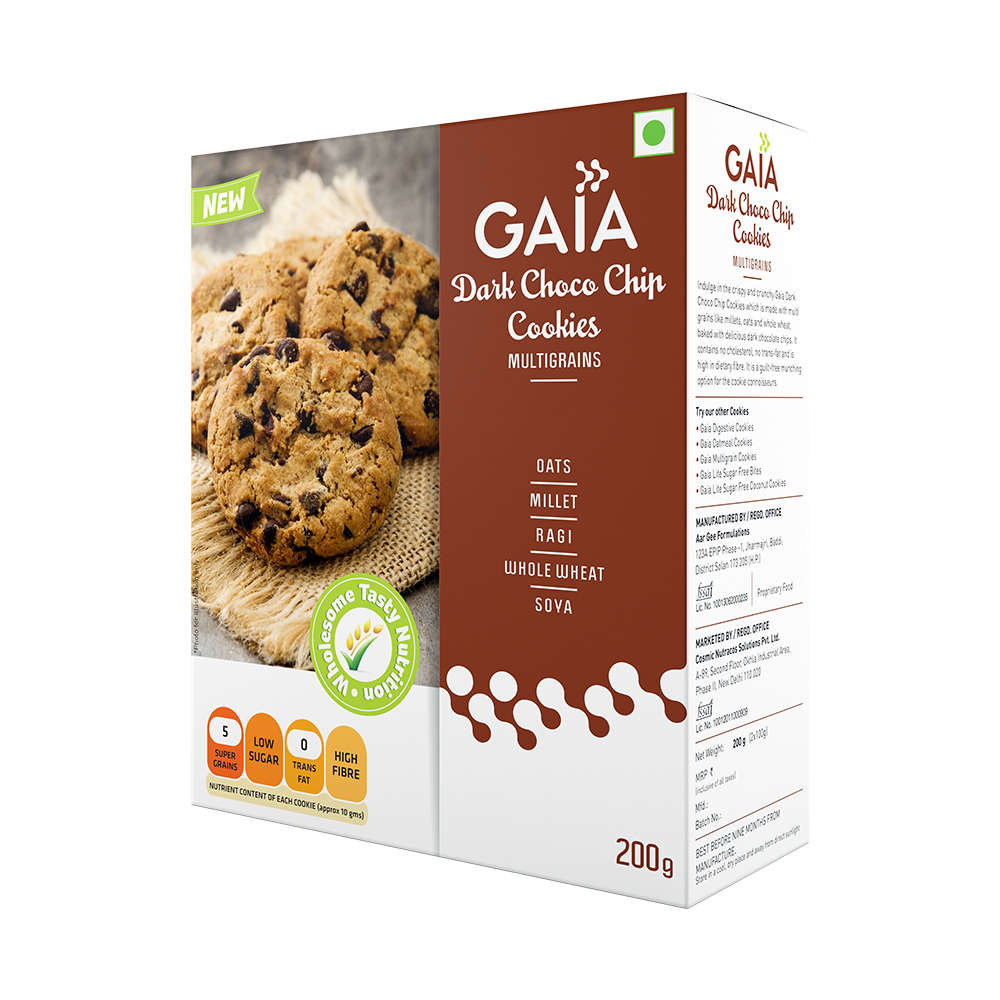 Gaia Dark Choco Chip Cookies | 400 gms