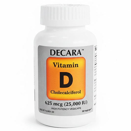 Decara Vitamin D Cholecalciferol 625 mcg (25000U) Vegicaps 30 Count
