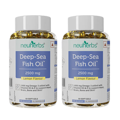 Deep Sea Fish Oil Capsules - 2500 mg Omega 3 (Lemon Flavored)