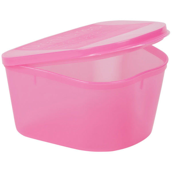 Denture Cup with Hinged Lid , Pink Color 8 oz