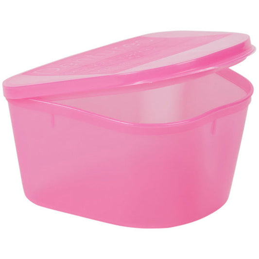 Denture Cup with Hinged Lid , Pink Color 8 oz