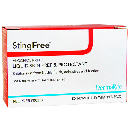 StingFree Liquid Skin Prep & Skin Shield Barrier Wipes, Alcohol-Free 50/Box