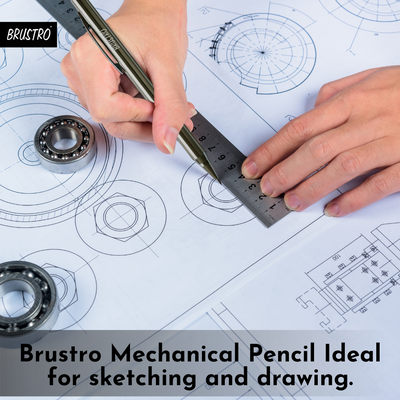 BRUSTRO Mechanical Pencil Set | HB-20 leads, 2B-20 leads,Spare eraser 8 units|Tip size 0.7 mm | Ideal for Students,Adults, Home, School, Office, Stationery Use |Writing, Sketching, Drawing,Mandala Art
