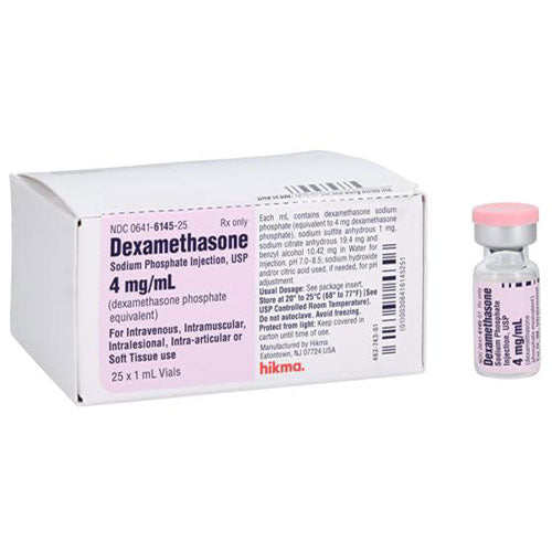 Dexamethasone Sodium Phosphate Injection 4 mg Single-Dose Vials 1 mL x 25/Tray (RX)