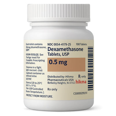 Dexamethasone Tablets 0.5 mg by Hikma 100/Bottle (RX)