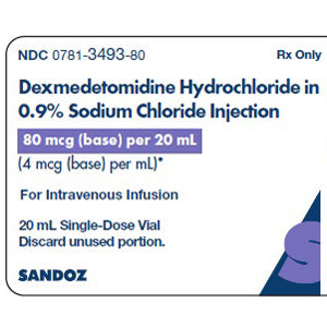 Dexmedetomidine Hydrochloride with Sodium Chloride 0.9% 4 mcg Single-Dose Vials 20 mL x 10/Pack (RX)