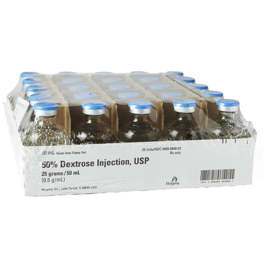 Dextrose 50% Injection Vials 50 mL by Pfizer 25/tray (Rx)
