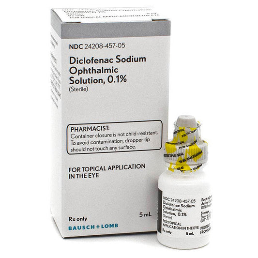 Diclofenac Sodium 0.1% Eye Drops Ophthalmic Solution 5 mL (RX)