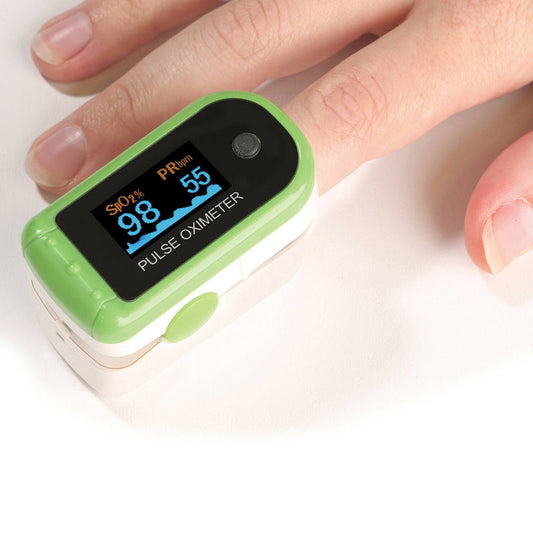 Fingertip Pulse Oximeter with LED Screen and Lanyard, Batteries Included