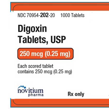 Digoxin Tablets 250 mcg (0.25 mg) by Novitium Pharma, 100 Count (RX)
