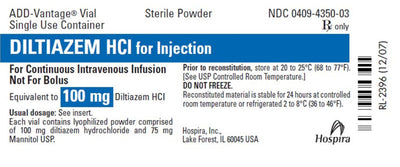 Diltiazem Injection for Afib 100 mg ADD-Vantage Vials 10/Box (RX)