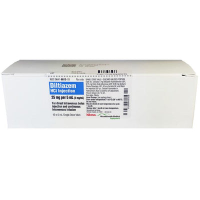 Diltiazem Hydrochloride Injection 25 mg Per 5 mL Single-dose Vials 10/Box by Hikma (Rx) *Refrigerated Item*