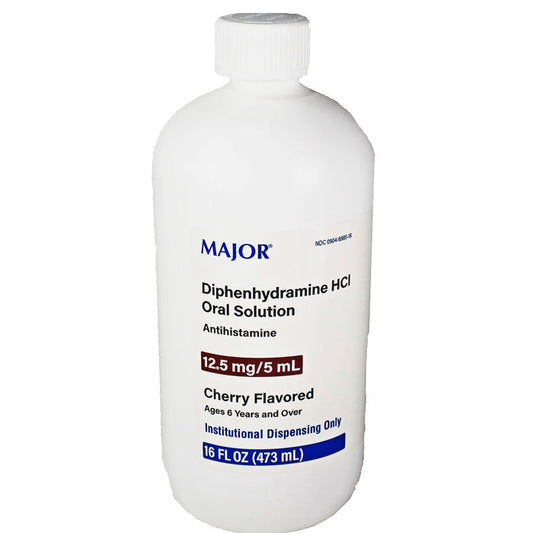 Diphenhydramine HCI Oral Solution 12.5 mg Per 5 mL, Cherry Flavor 16 oz