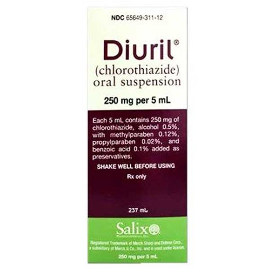 Diuril Chlorothiazide Oral Suspension 250 mL Per 5 mL (50 mg/mL) 237 mL (RX)