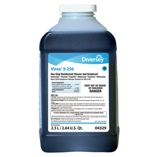 Diversey Virex II 256 One-Step Disinfectant Cleaner Refill, Mint Scent, 2.5 Liters, 2/Case