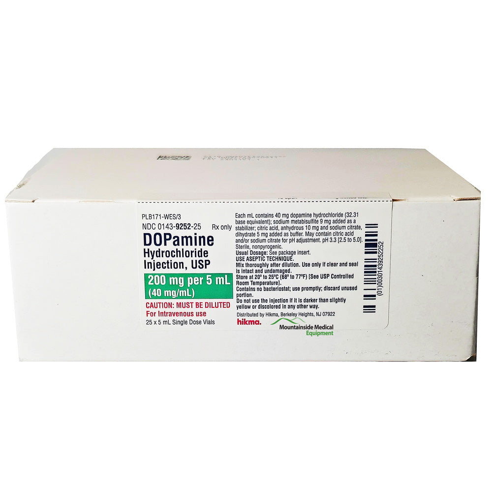 Dopamine Hydrochloride Injection 200 mg/ Per 5 mL (40 mg/mL) Single-Dose Vials 5 mL, 25/Box (Rx)