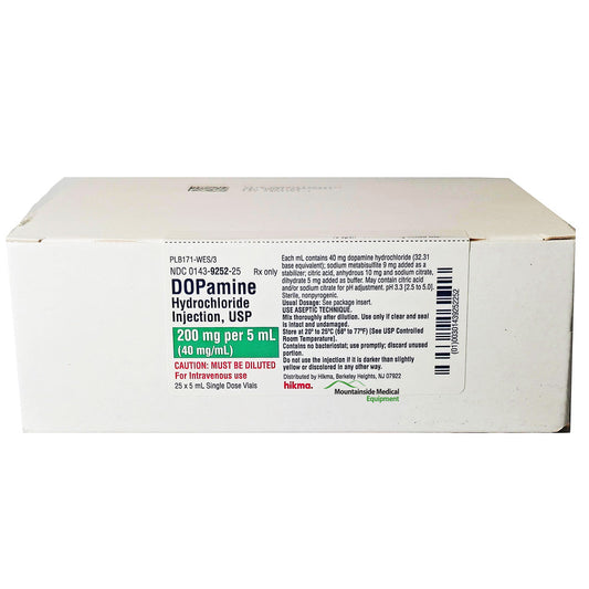 Dopamine Hydrochloride Injection 200 mg/ Per 5 mL (40 mg/mL) Single-Dose Vials 5 mL, 25/Box (Rx)