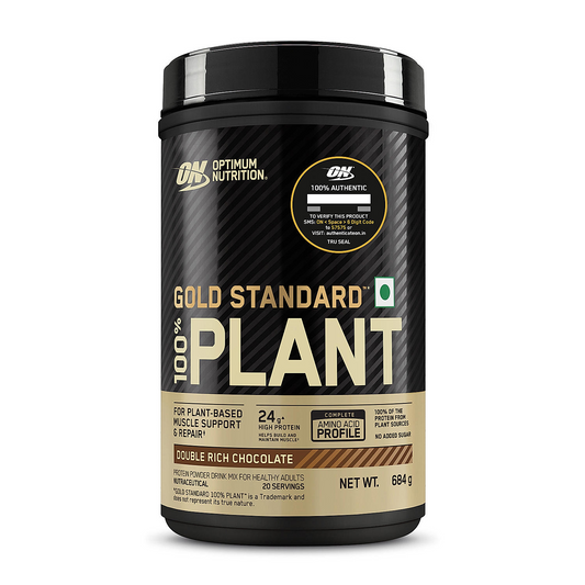 Optimum Nutrition (ON) Gold Standard 100% Plant Protein - 20 Serve, 684 g (Double Rich Chocolate), Vegan, Complete Amino Acid Profile,  Zero Added Sugars, Gluten-Free.