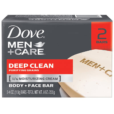 Dove Men+Care Deep Clean Body and Face Bar Soap 2-Pack