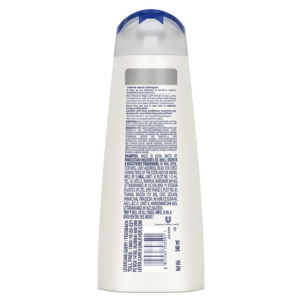 Dove Intense Repair Hair Shampoo, Repairs Dry and Damaged Hair