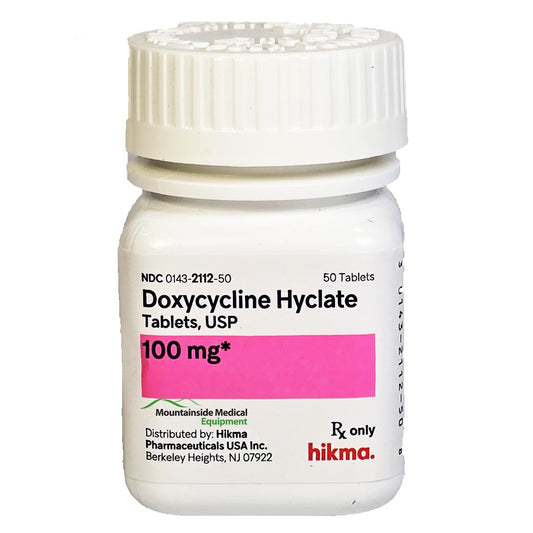 Doxycycline Hyclate 100 mg Tablets by Hikma, 50 Count (Rx)