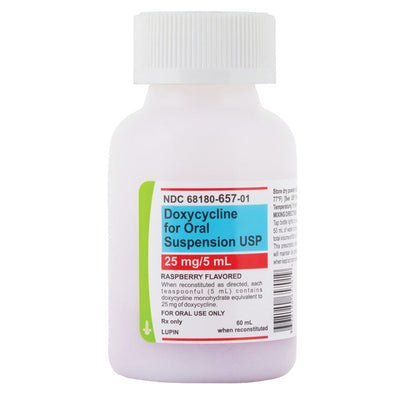 Doxycycline for Oral Suspension 25 mg/5 mL Strength 60 mL (RX)