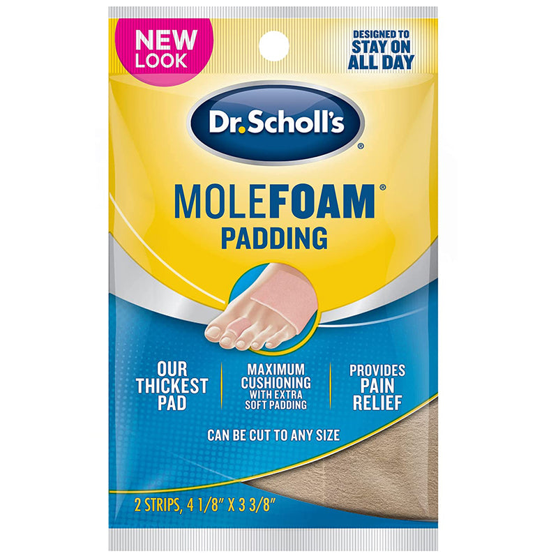 Dr Scholl's Molefoam Padding Strips for Maximum Foot Pain Relief with Extra Soft Padding (2-Pack)