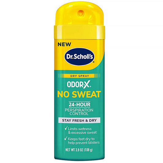 Dr. Scholl's Odor X No Sweat Dry Foot Spray 24 Hour Perspiration Control 3.8oz