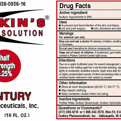 Dakins Solution 0.25% Antimicrobial Wound Cleanser 16 oz