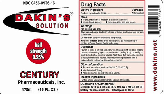 Dakins Solution 0.25% Antimicrobial Wound Cleanser 16 oz