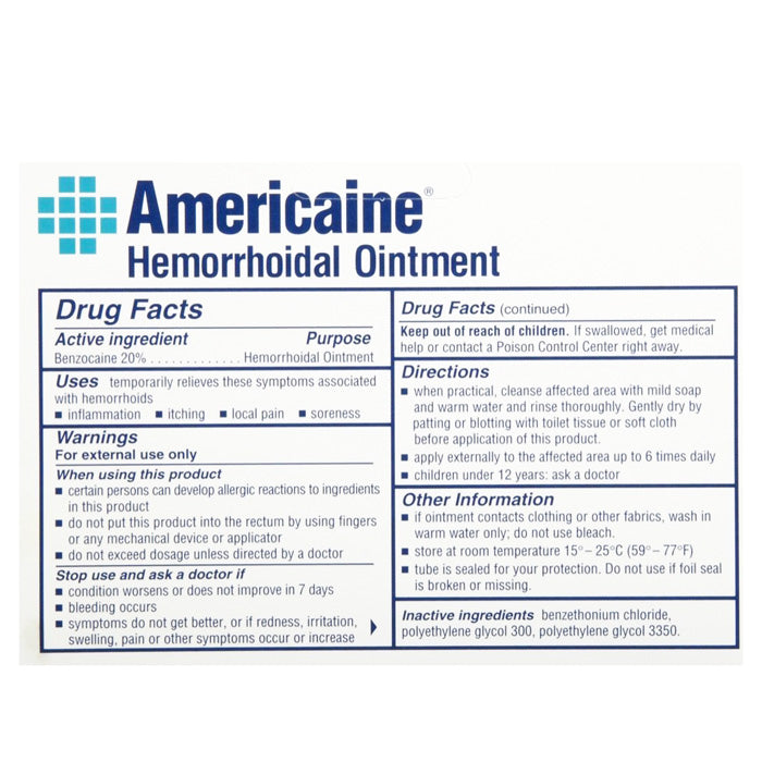 Americaine Hemorrhoidal Ointment Maximum Strength with 20% Benzocaine