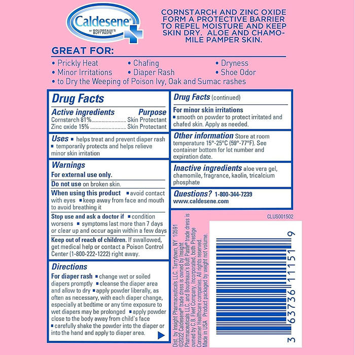 Caldesene Medicated Protecting Powder 3-in-1 Action - Soothes, Absorbs, Protects, 5 oz