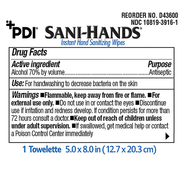 Sani Hands Instant Hand Sanitizing Wipes, 100/box