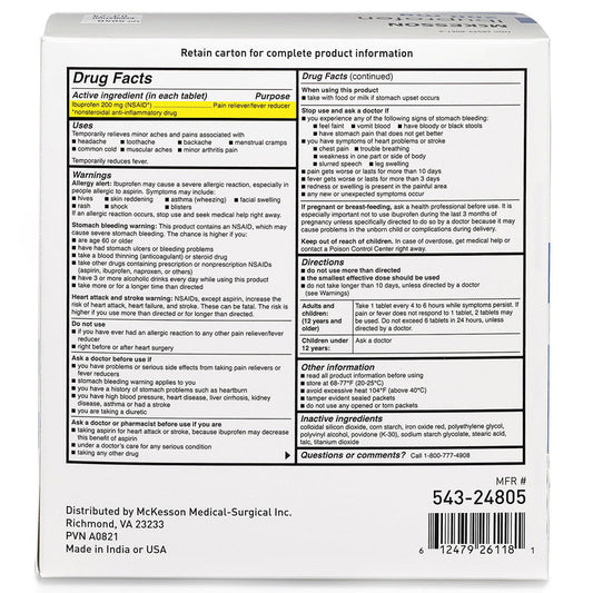 Ibuprofen 200 mg Unit Dose Pain Relief Tablets 200 per Box