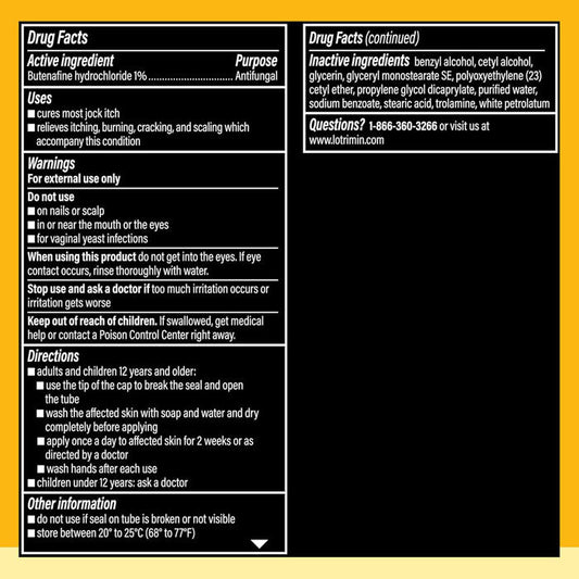 Lotrimin Ultra Jock Itch Cream with Butenafine Hydrochloride 1%, 12 Grams