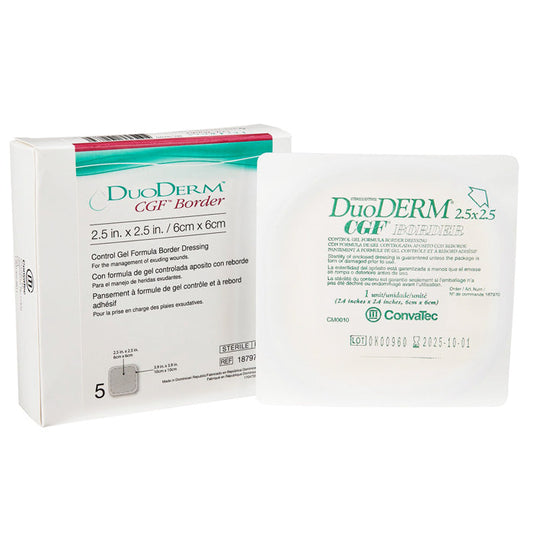 Duoderm Hydrocolloid Dressing with Adhesive CGF Border 2.5" x 2.5" Sterile, 5/Box