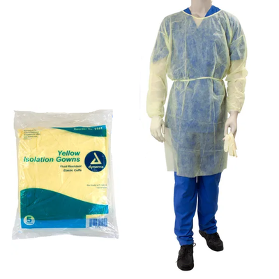 Isolation Gown Fluid Resistant Yellow Full Back 50/cs