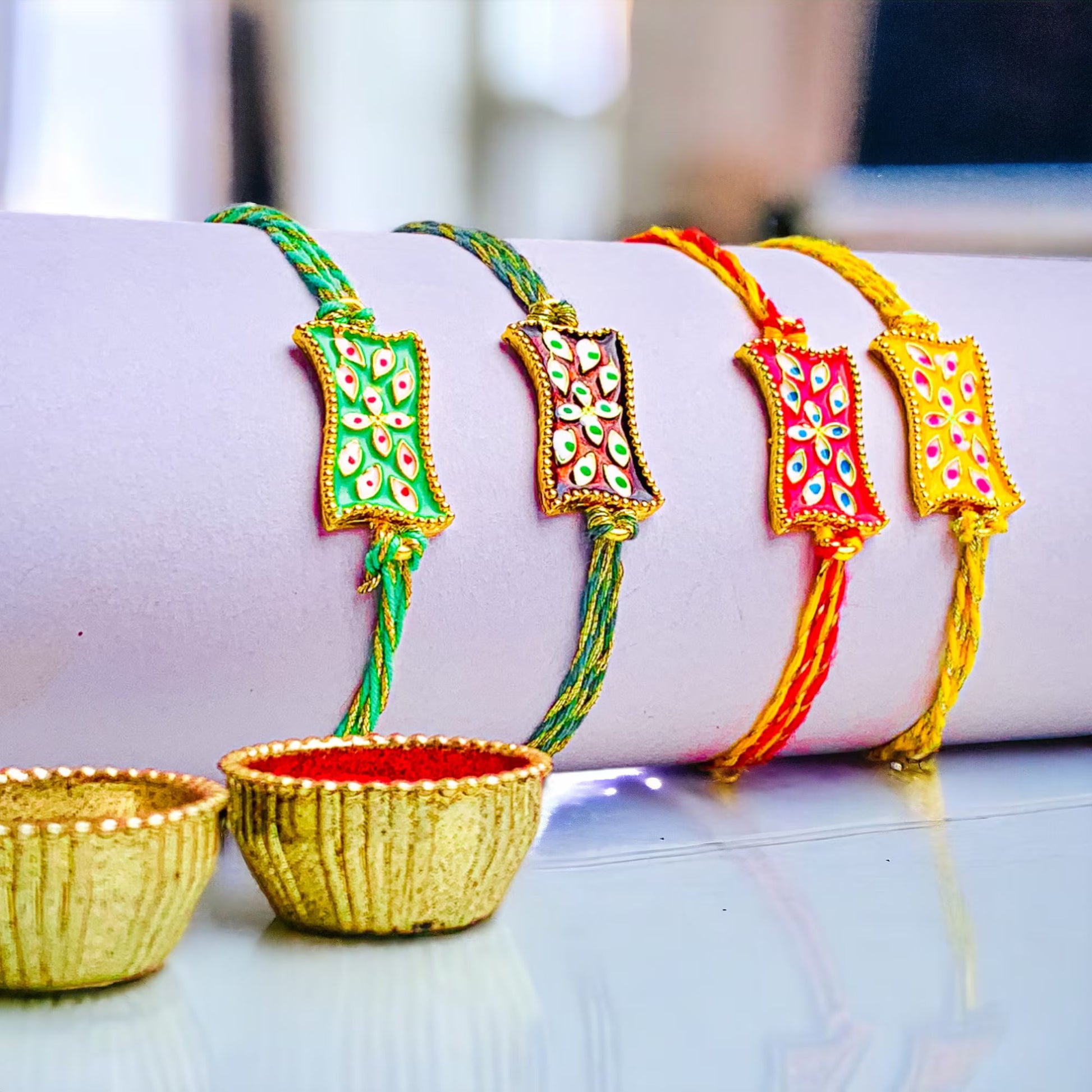Bhaiya Bhabhi Zardosi Rakhi Set  of 4