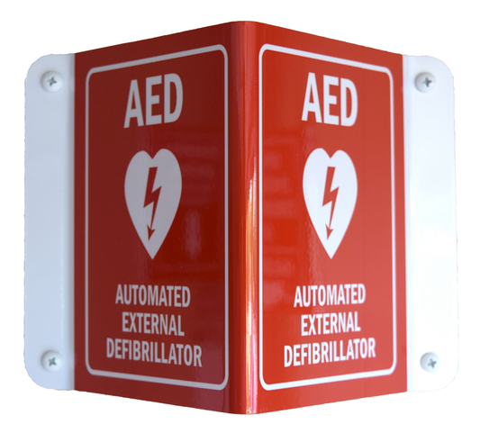 AED 3D Red Sign (Automated External Defibrillator)