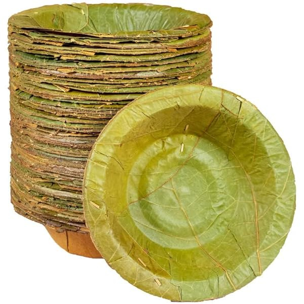Eco-Friendly Leaf Bowls | Biodegradable Dona Pattal (Pack of 50) | Disposable & Compostable Serving Dishes