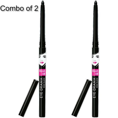 Elle 18 Eye Drama Kajal - Bold Black (0.35 gm) - Combo of 2