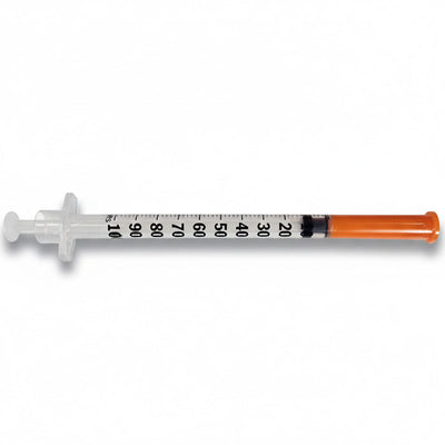 Insulin Syringes 28 Gauge x 1/2 inch, 1 mL Micro-Fine Needle U-100 Embecta 329424 Sterile 100/Box