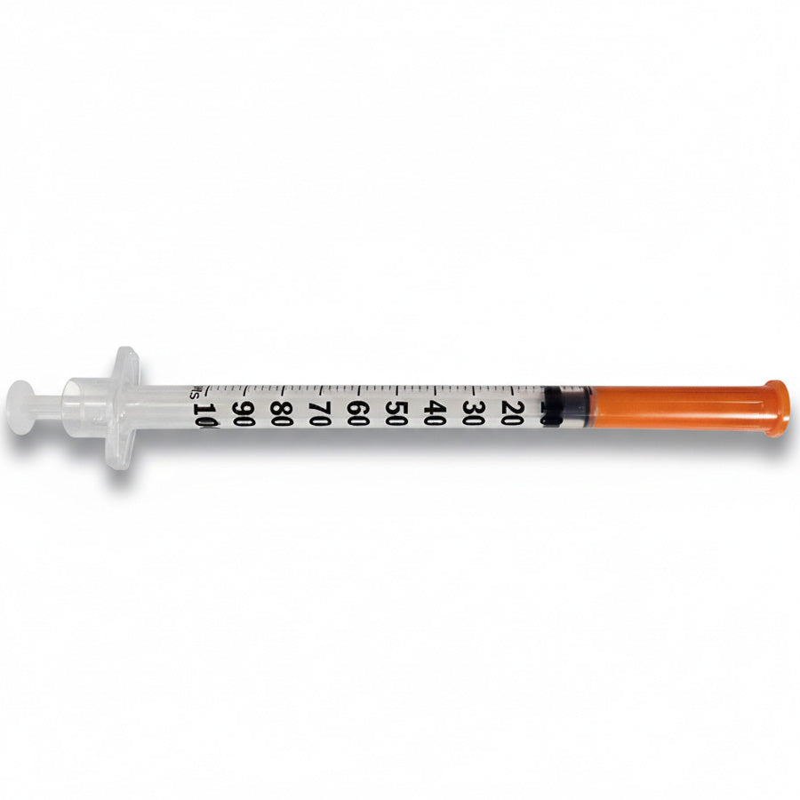 Insulin Syringes 28 Gauge x 1/2 inch, 1 mL Micro-Fine Needle U-100 Embecta 329424 Sterile 100/Box